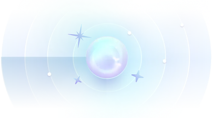Scout AI orb with sparkles representing AI integrated across Meridian