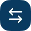 White icon of two horizontal arrows pointing left and right, indicating data migration or transfer.