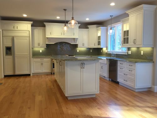 Gath Woodworking team working on a kitchen remodel in Dracut, MA