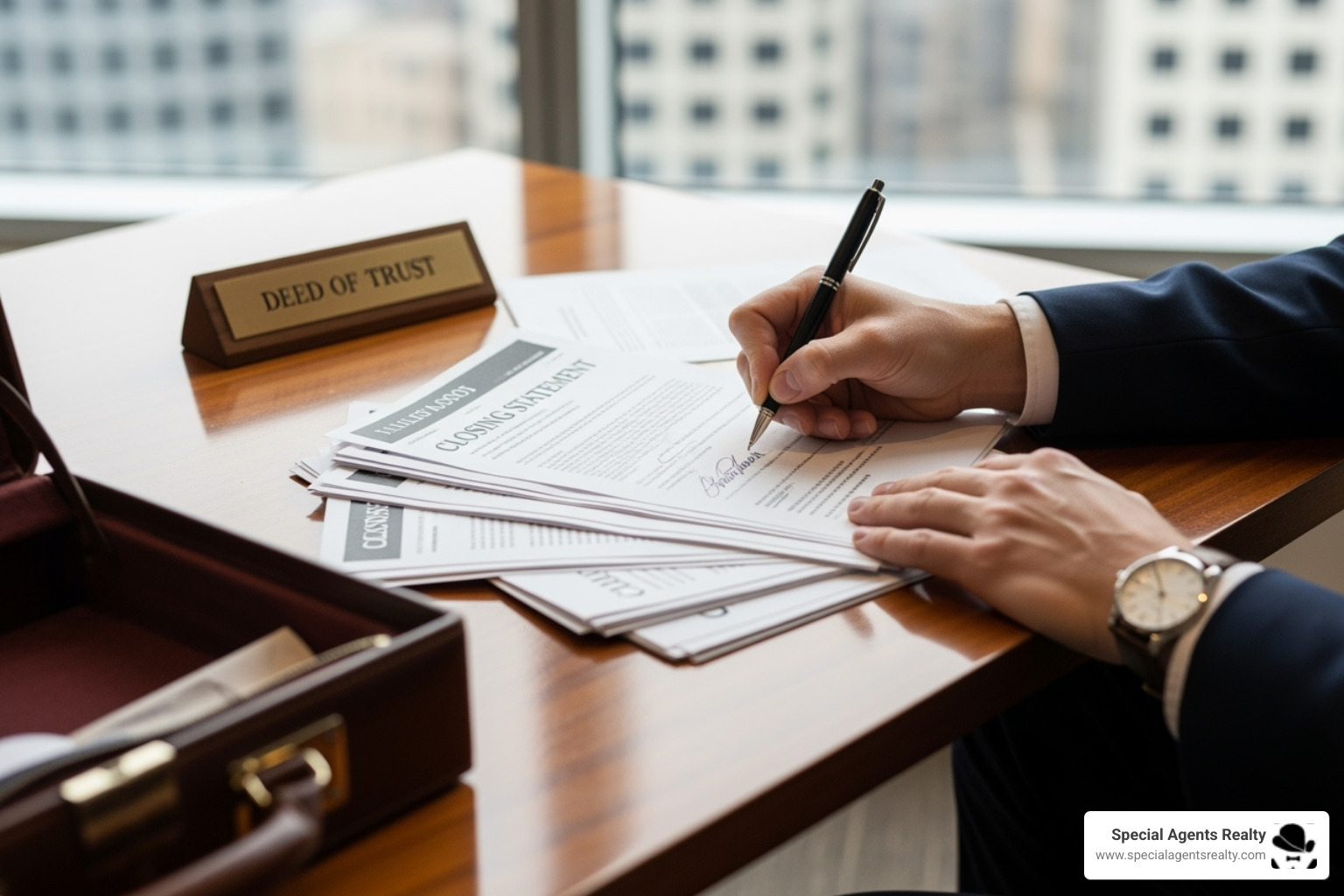 A person signing closing documents with a pen - buying a residential property A person signing closing documents with a pen - buying a residential property
