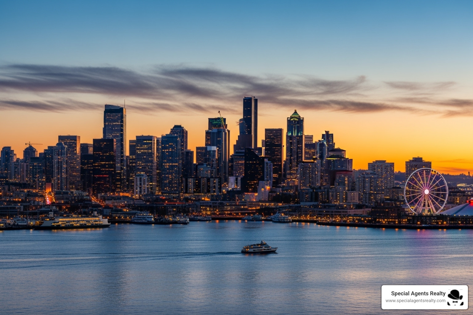 Seattle skyline with residential buildings - Washington homes for sale Seattle skyline with residential buildings - Washington homes for sale