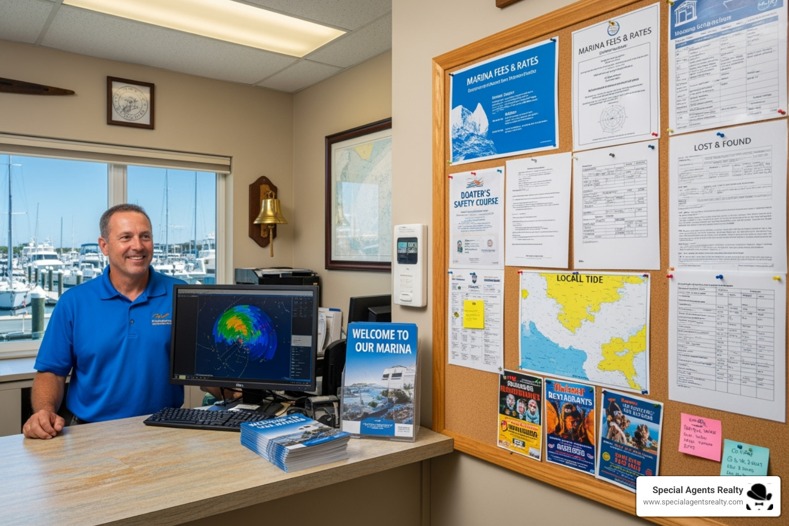 marina office with fee schedules posted - buying a houseboat tips marina office with fee schedules posted - buying a houseboat tips