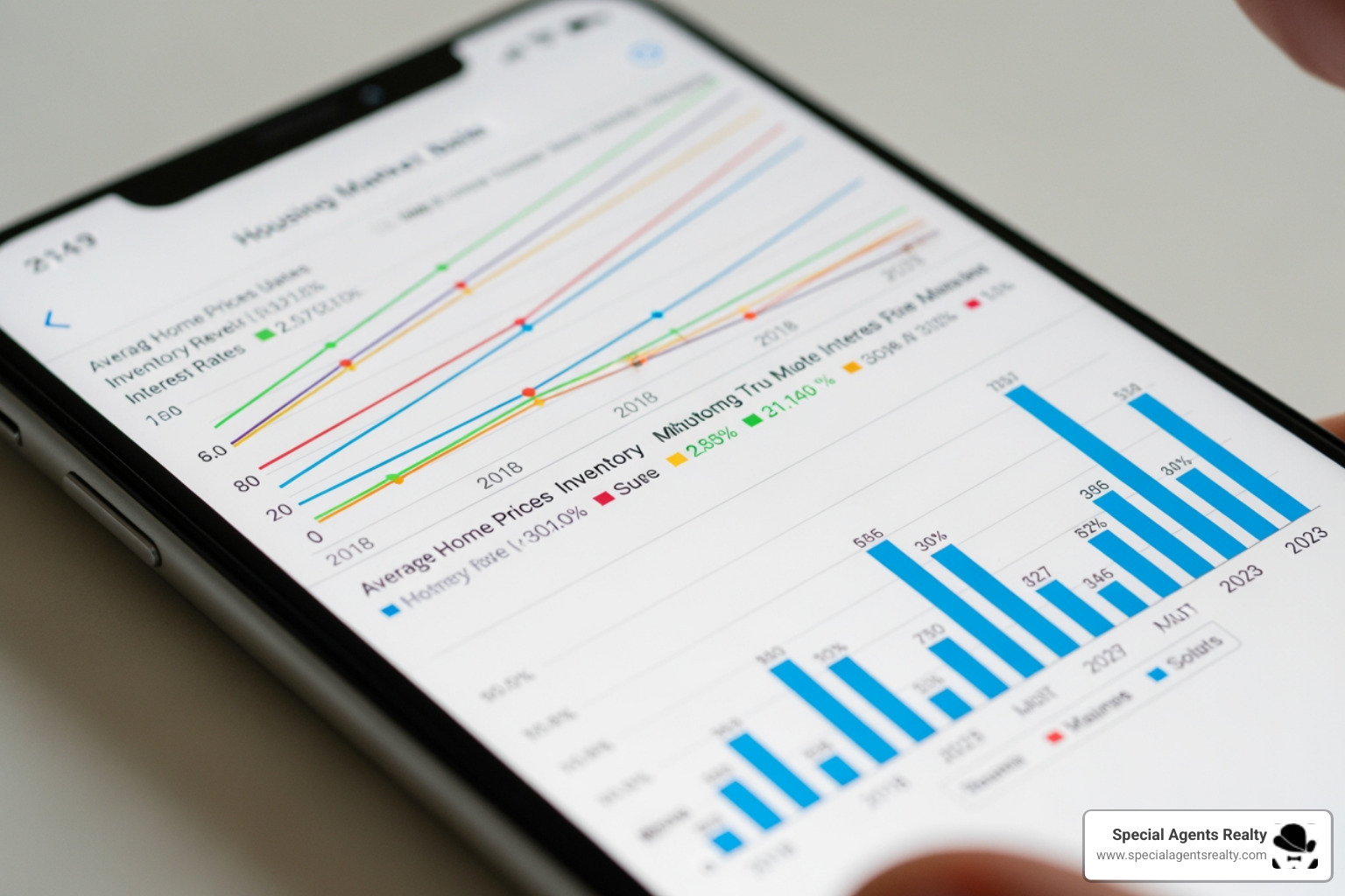 FRED app on a smartphone screen showing a housing data chart - residential home sales