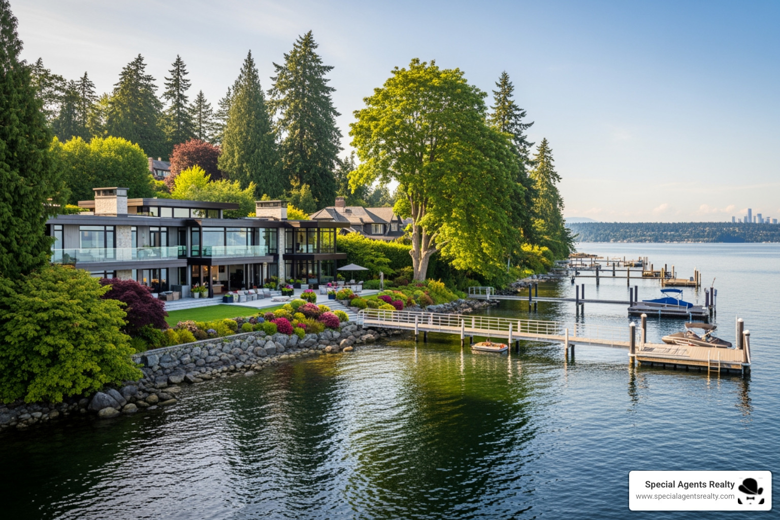 Beautiful waterfront home on Lake Washington with a private dock - million dollar homes in seattle wa Beautiful waterfront home on Lake Washington with a private dock - million dollar homes in seattle wa