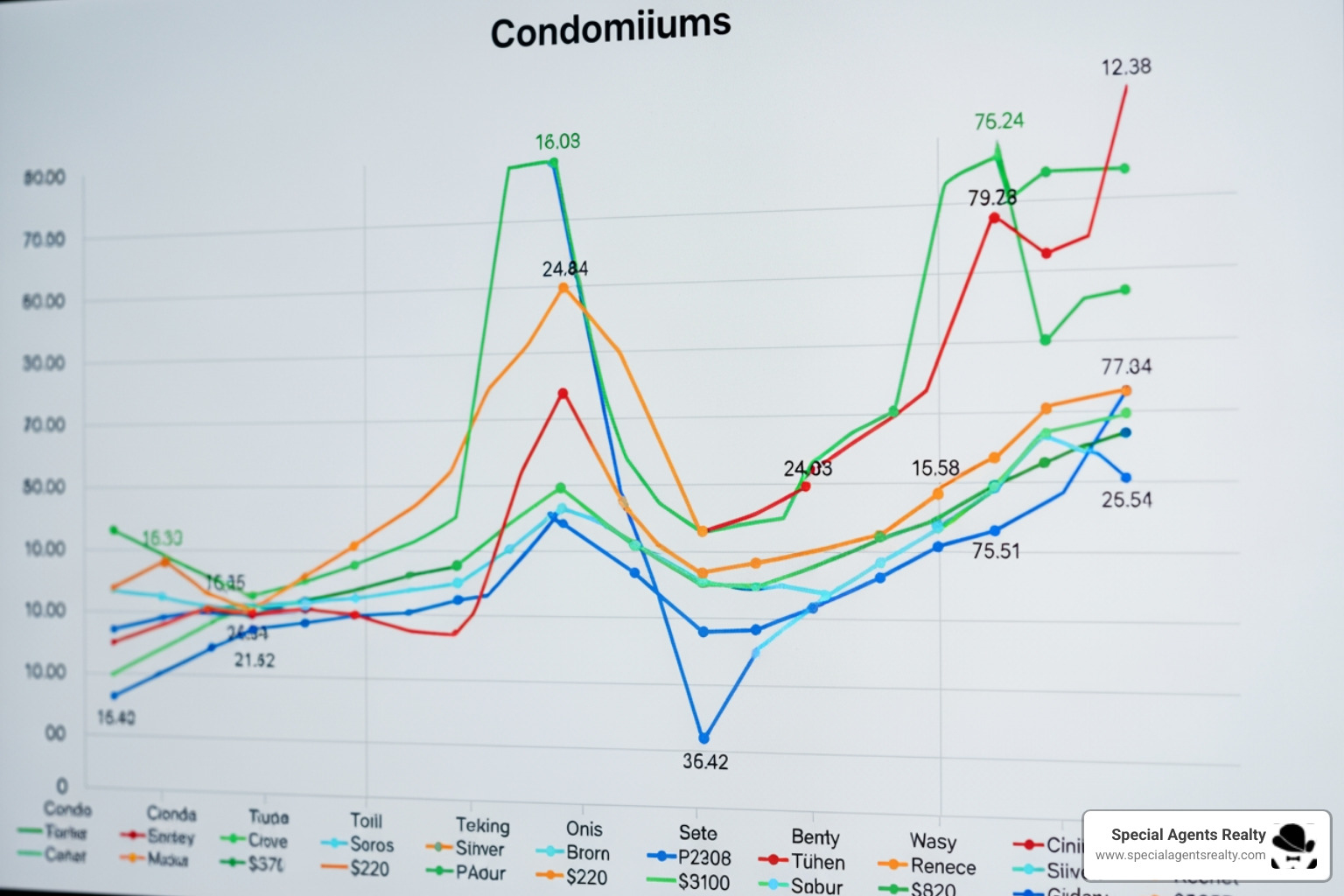 chart showing local real estate price trends for condos in Houghton and surrounding areas - condos for sale in houghton wa