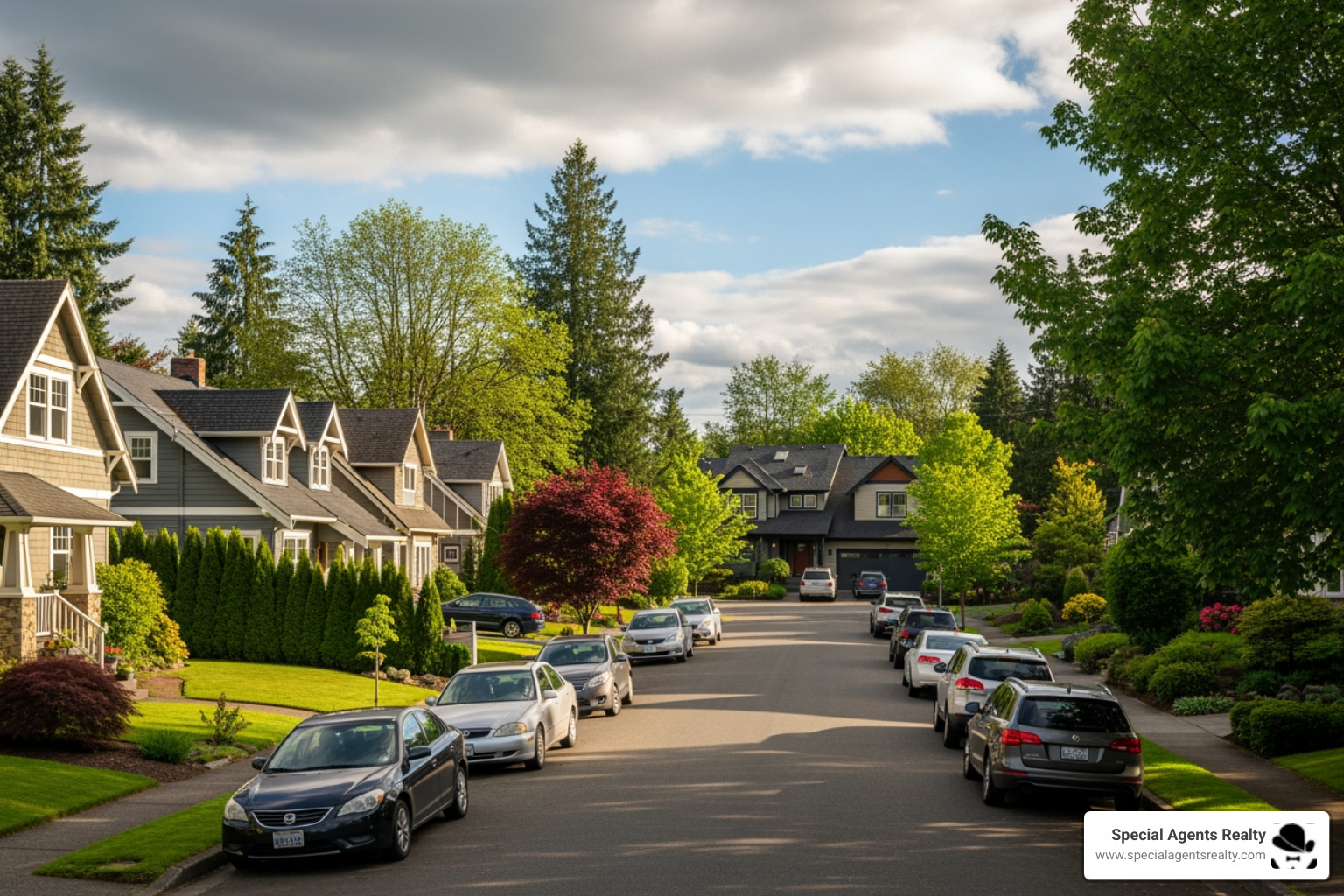 A diverse street in Auburn showing different styles of homes - homes for sale in auburn wa