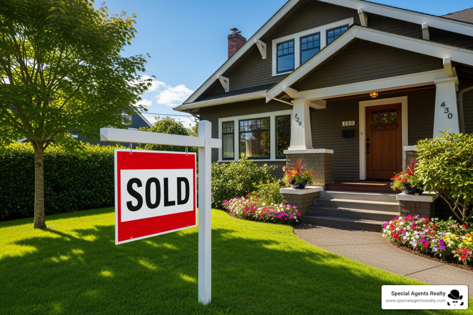 Sold sign in front of a charming Ballard property - my home won't sell in ballard wa