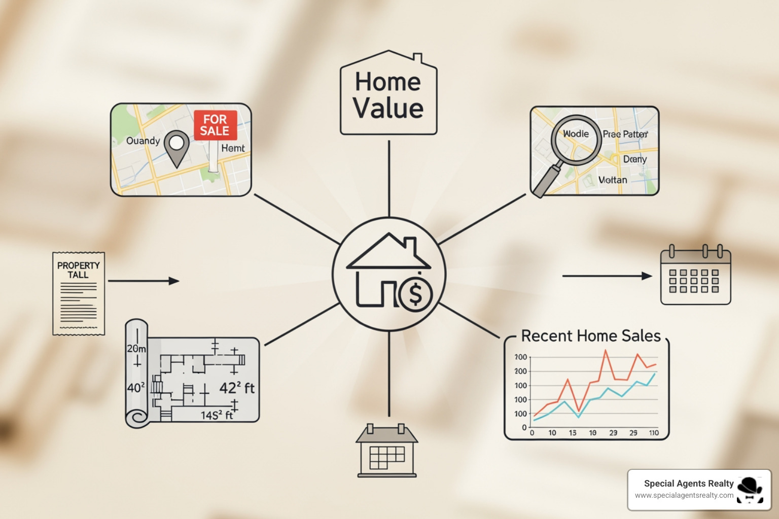 Data points like location, square footage, and recent sales influencing an estimate - free home value estimate in capitol hill wa