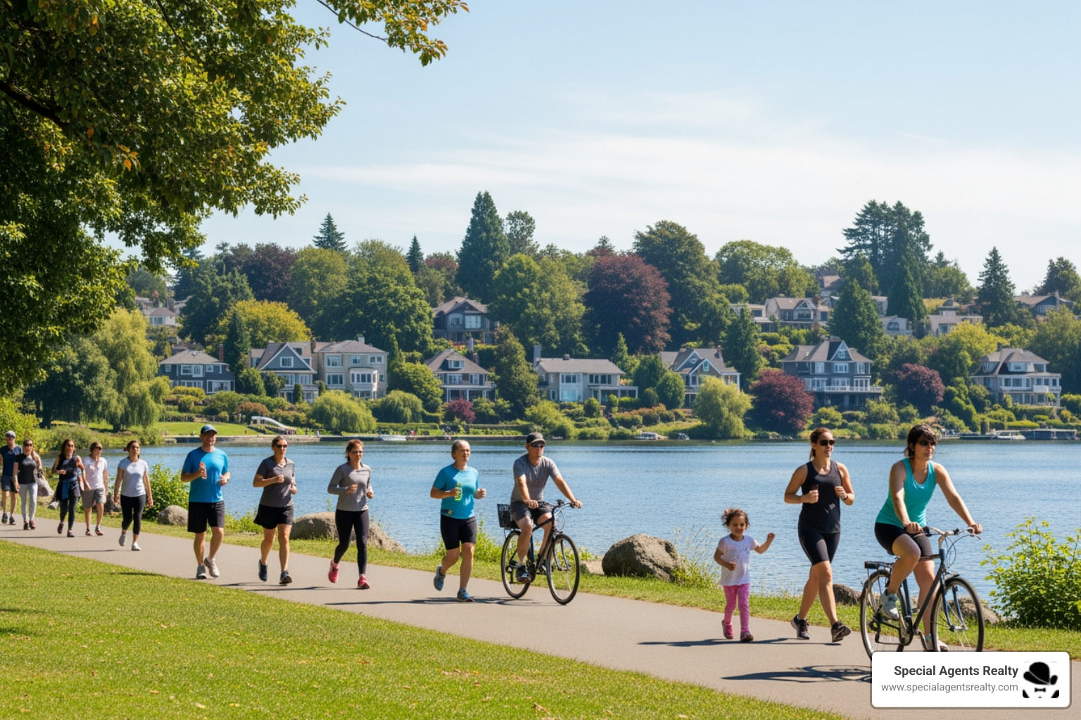 Infographic showing Green Lake key statistics: median home value around $950K, A+ grades for outdoor activities and nightlife, 2.8-mile lake path, 13-minute commute to downtown Seattle, and homes selling in under 10 days - best neighborhoods to buy a home in green lake wa Infographic showing Green Lake key statistics: median home value around $950K, A+ grades for outdoor activities and nightlife, 2.8-mile lake path, 13-minute commute to downtown Seattle, and homes selling in under 10 days - best neighborhoods to buy a home in green lake wa