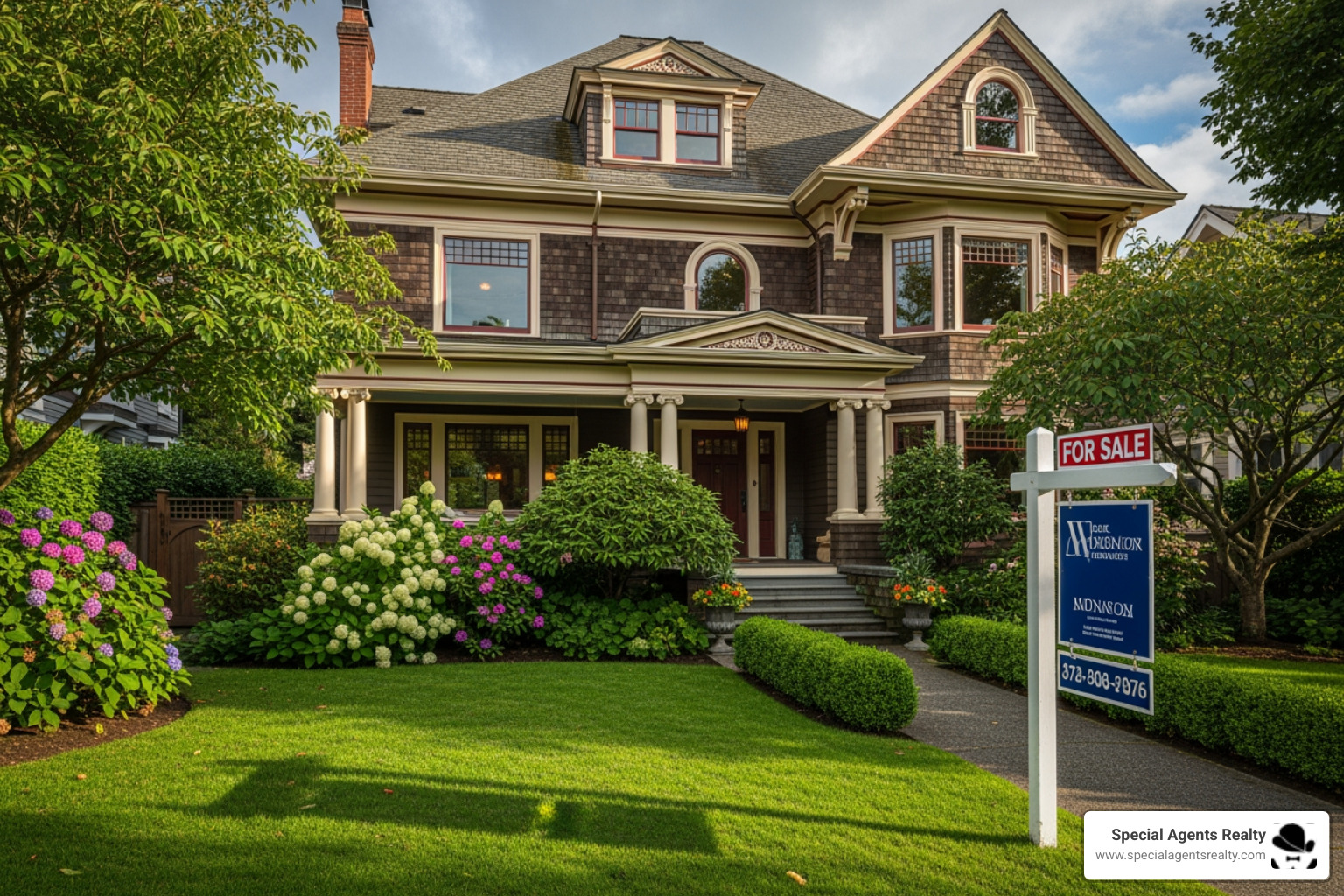 For Sale sign in front of a classic Capitol Hill property - best neighborhoods to buy a home in capitol hill wa For Sale sign in front of a classic Capitol Hill property - best neighborhoods to buy a home in capitol hill wa