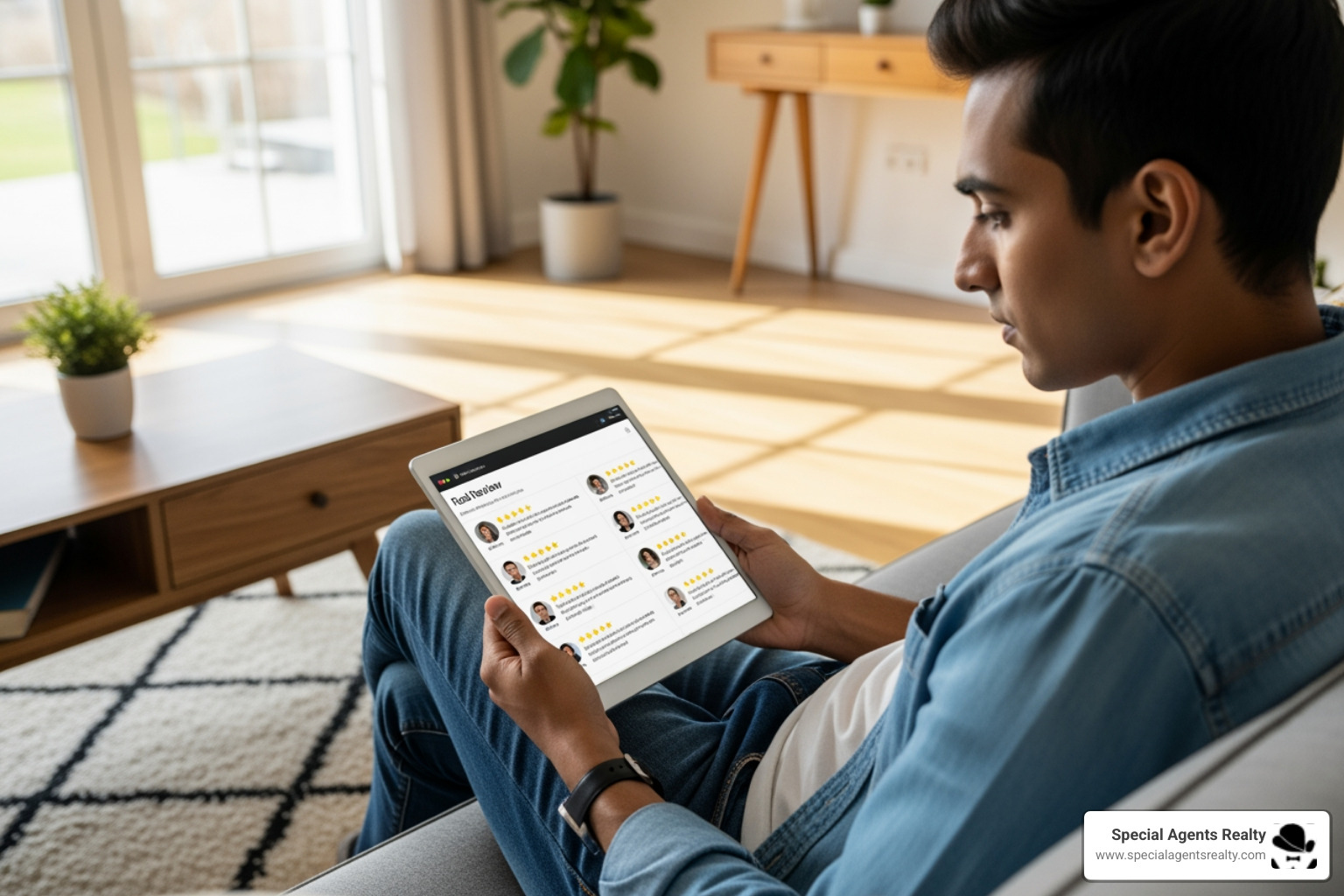 A person browsing real estate agent reviews on a tablet - best real estate agent in wallingford wa