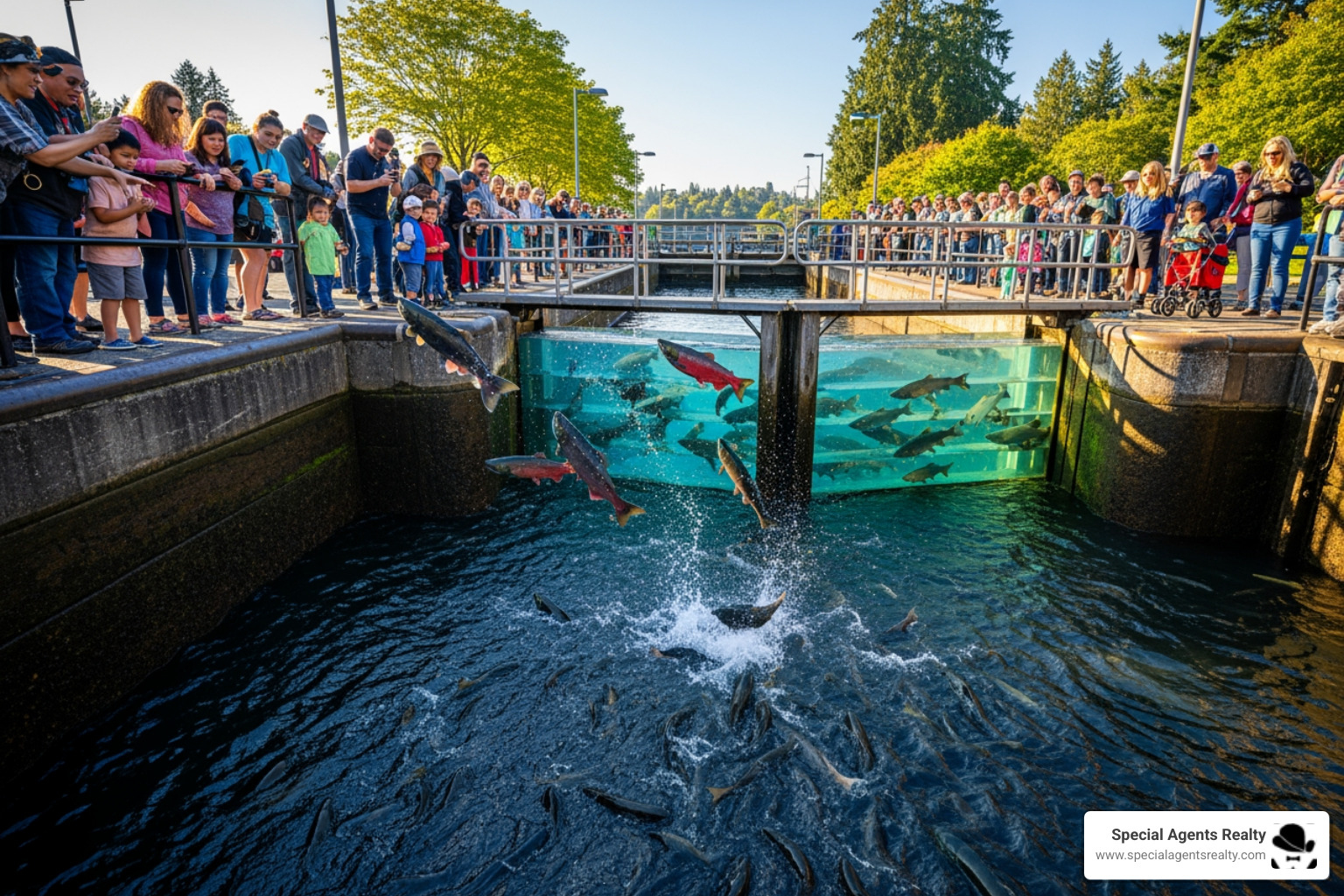 Ballard Locks during salmon season - best real estate agent in ballard wa Ballard Locks during salmon season - best real estate agent in ballard wa