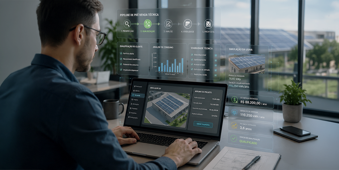 O que é pré-venda técnica em energia solar na rotina de uma integradora