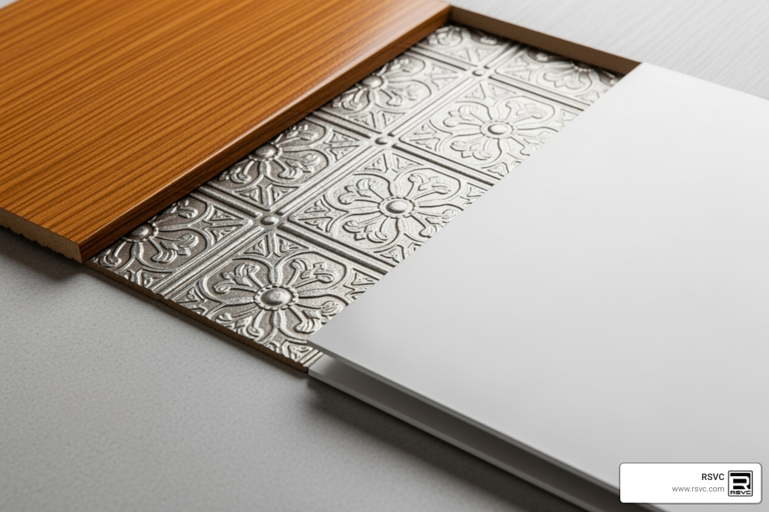 various ceiling material samples like wood, tin, and PVC panels - Ceiling Repairs and Upgrades That Improve Appearance and Functionality various ceiling material samples like wood, tin, and PVC panels - Ceiling Repairs and Upgrades That Improve Appearance and Functionality