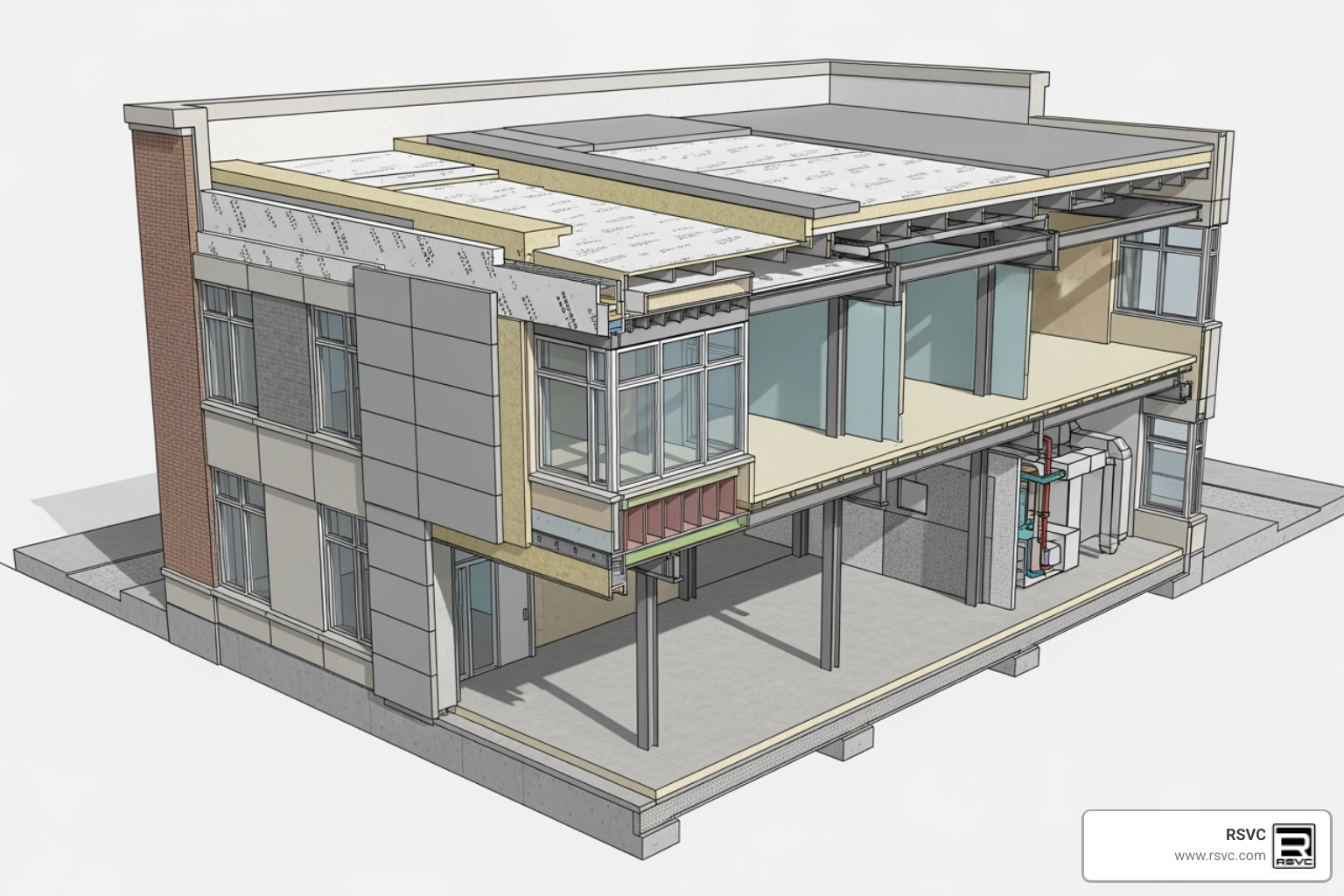 3D cutaway of a building showing the layers of the envelope - The Building Envelope Explained: Why It Matters More Than You Think