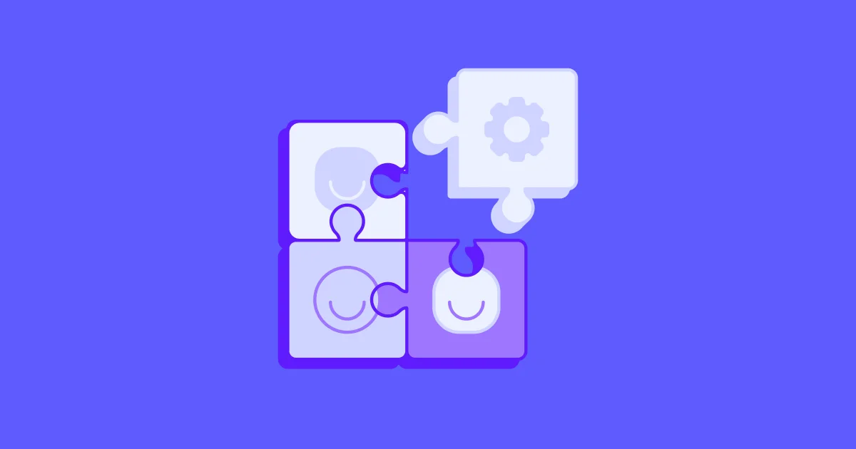Four puzzle pieces connecting to represent B2B internet marketing strategy components.