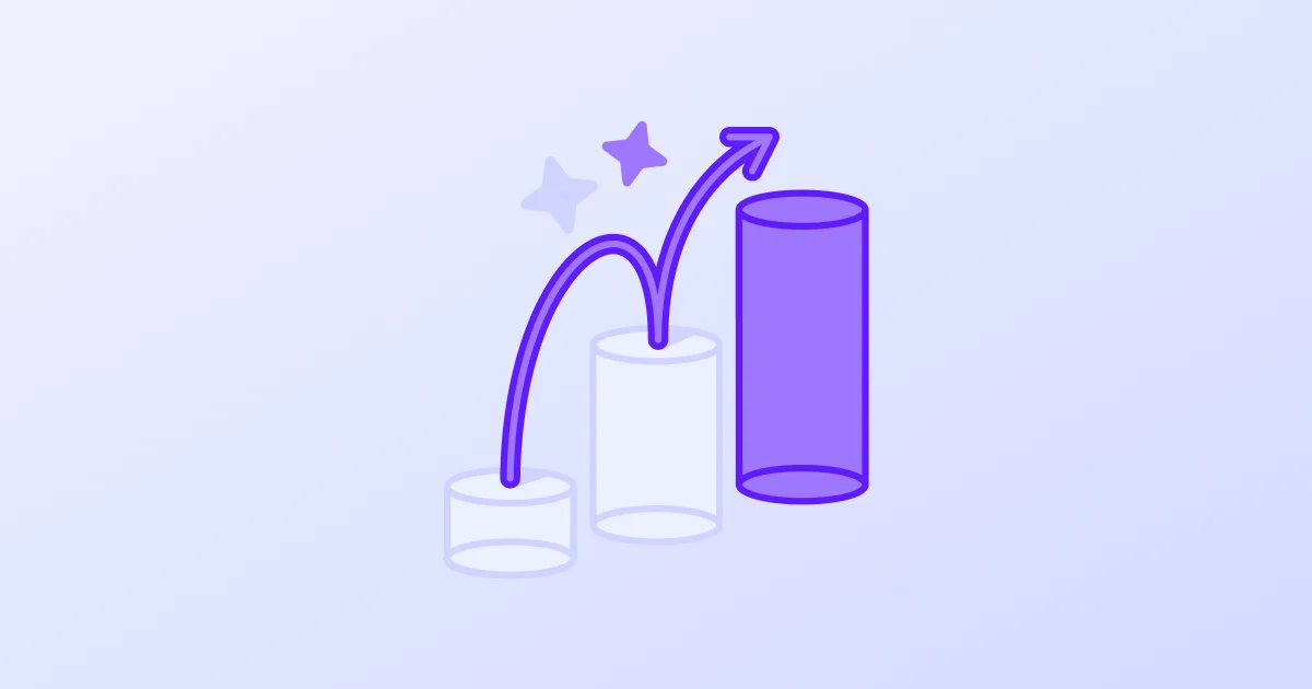 Three ascending bar columns with an upward arrow representing b2b inbound marketing growth.