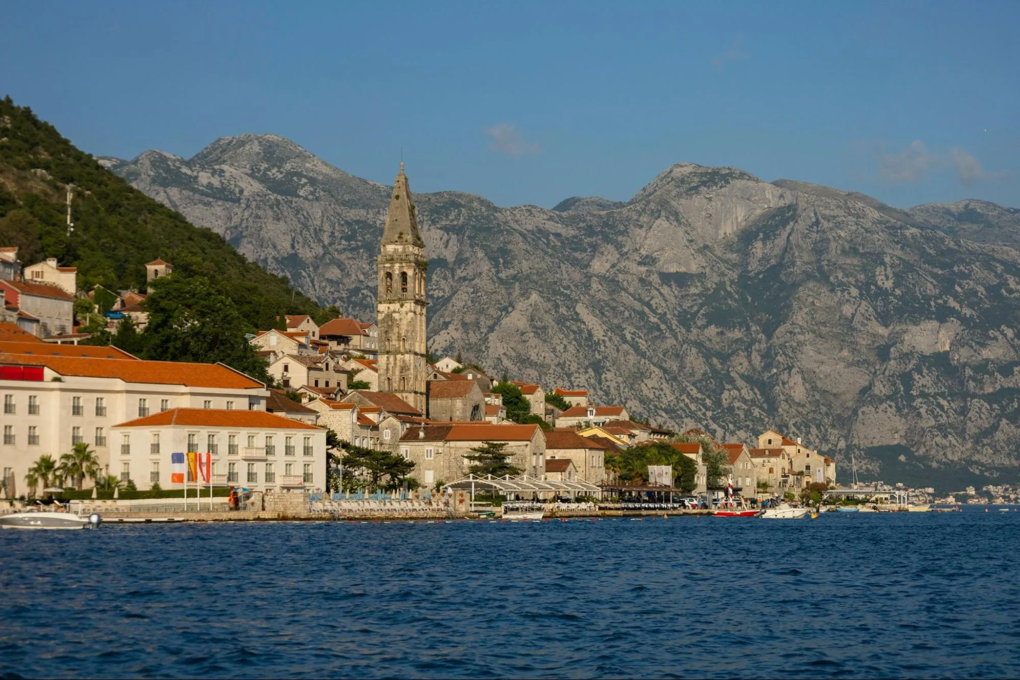 Properties along the coast in Perast, Montenegro.