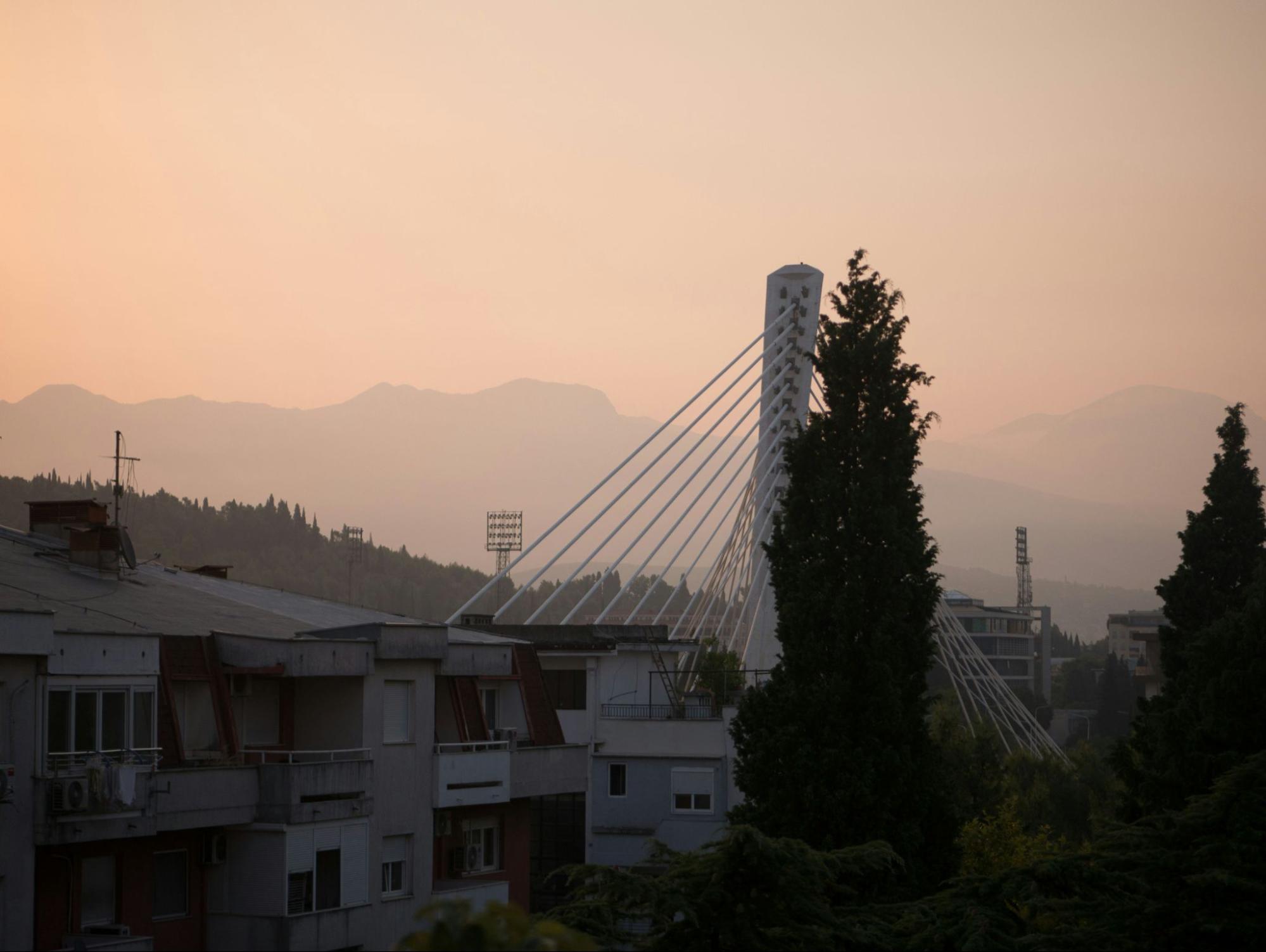 Side view of the famous Millenium Bridge in Podgorica.