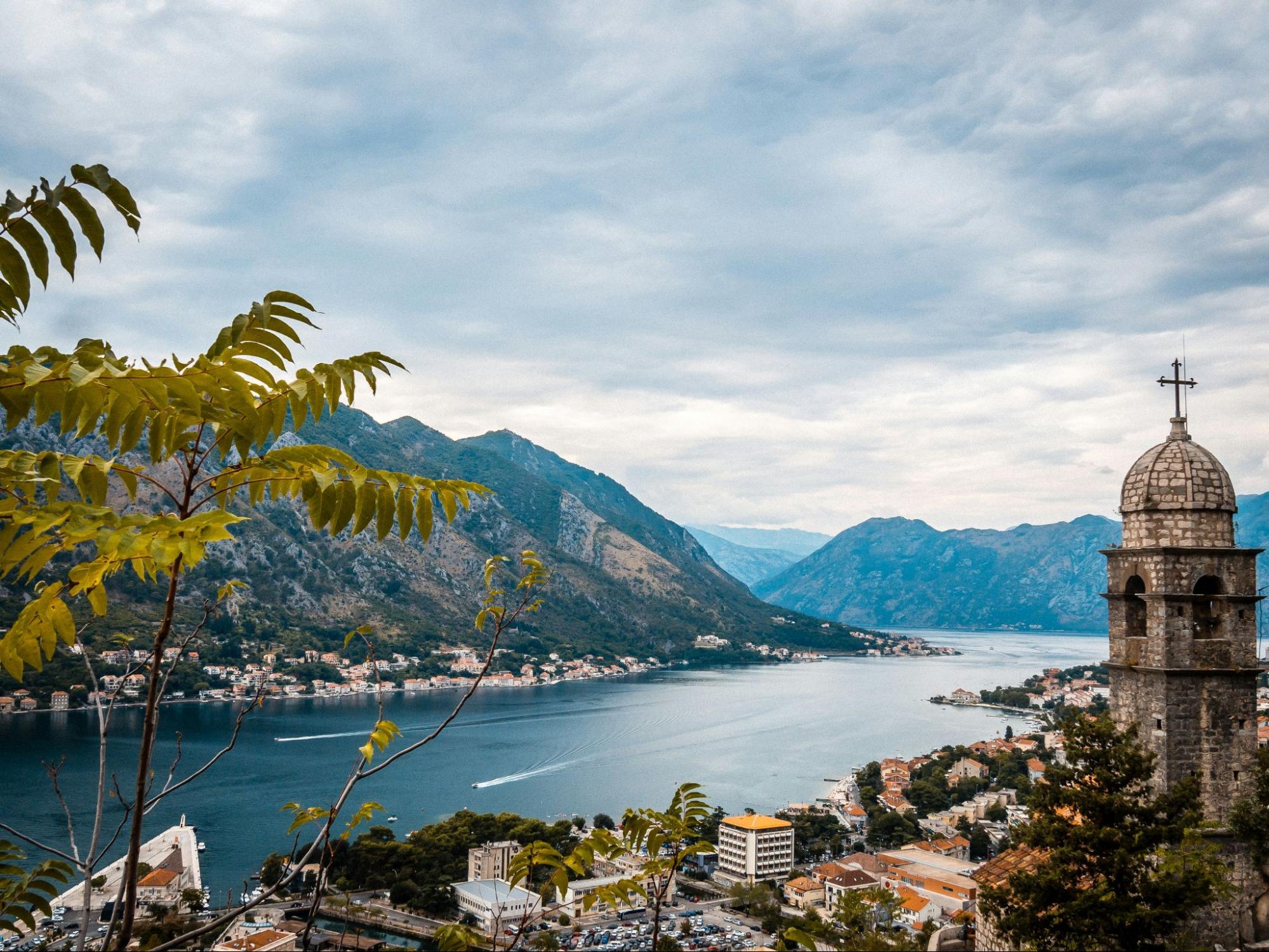 View of the houses near the sea in Kotor.