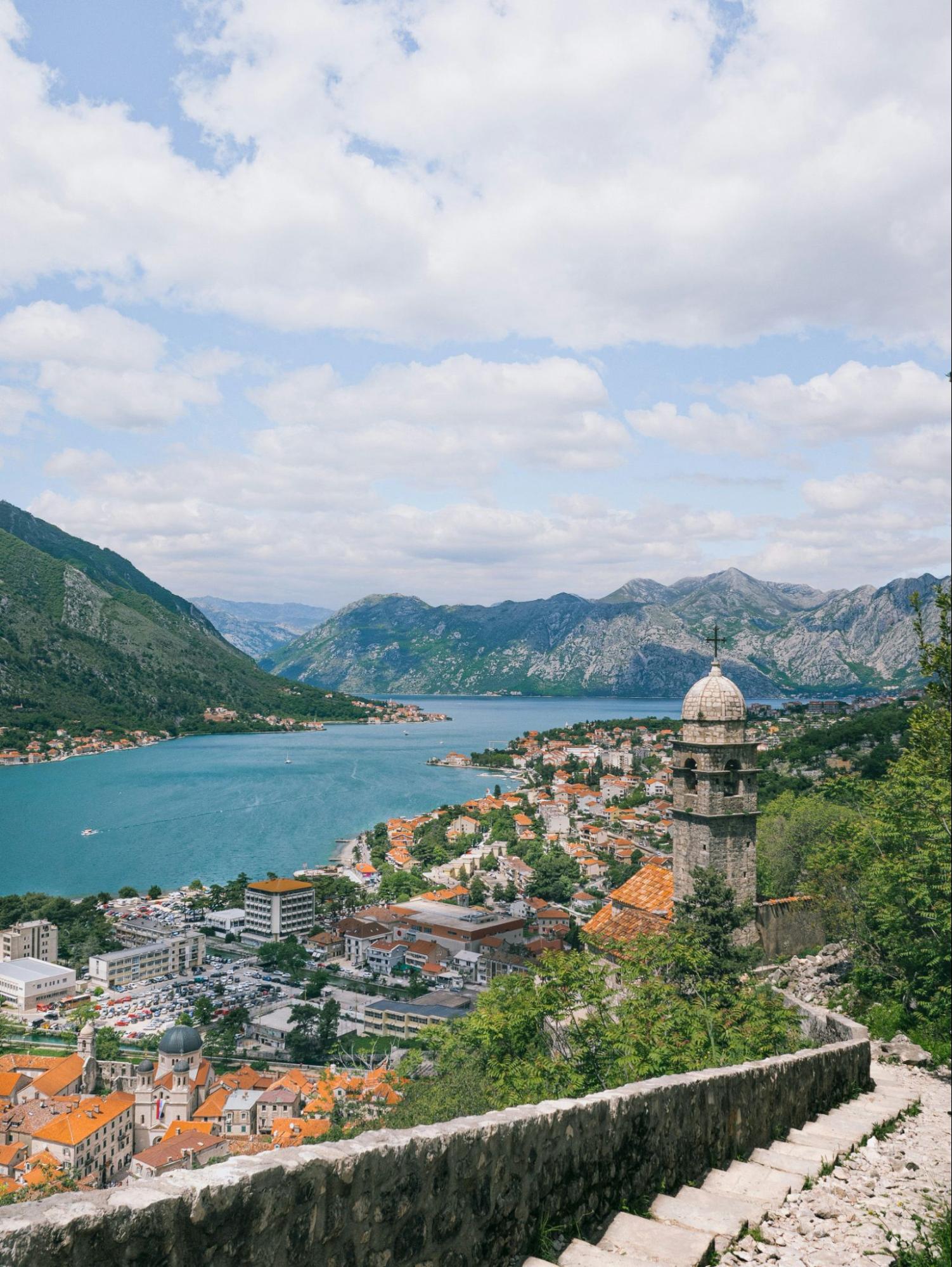 View from the top of the Old Kotor Fort in Kotor, Montenegro.