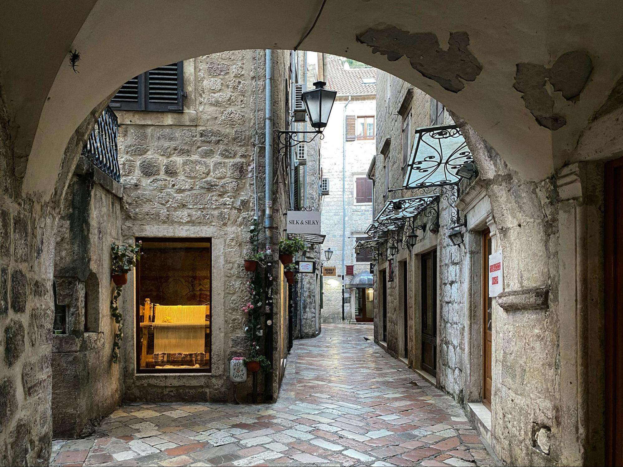Shot of a quiet Old Town Kotor street on a quiet morning.