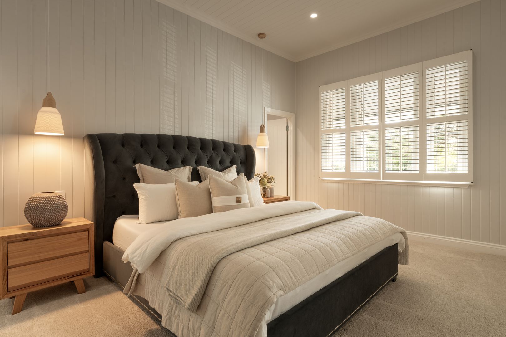 Master bedroom with plantation shutters