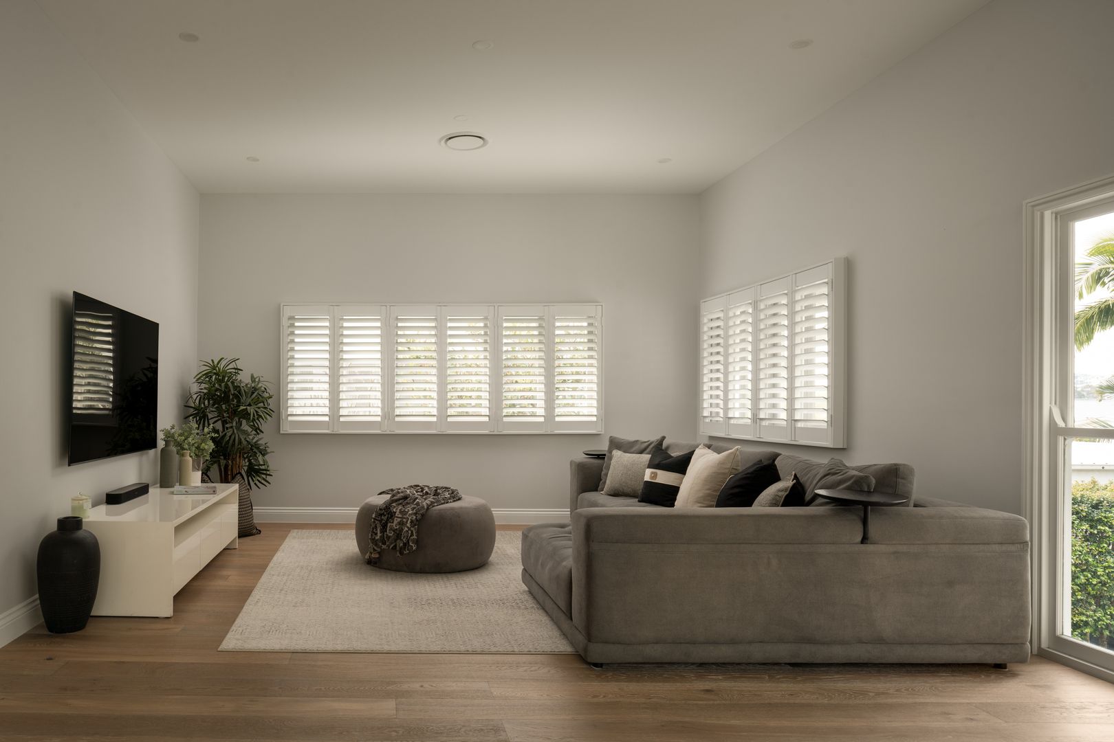Upstairs living room in a neutral palette 