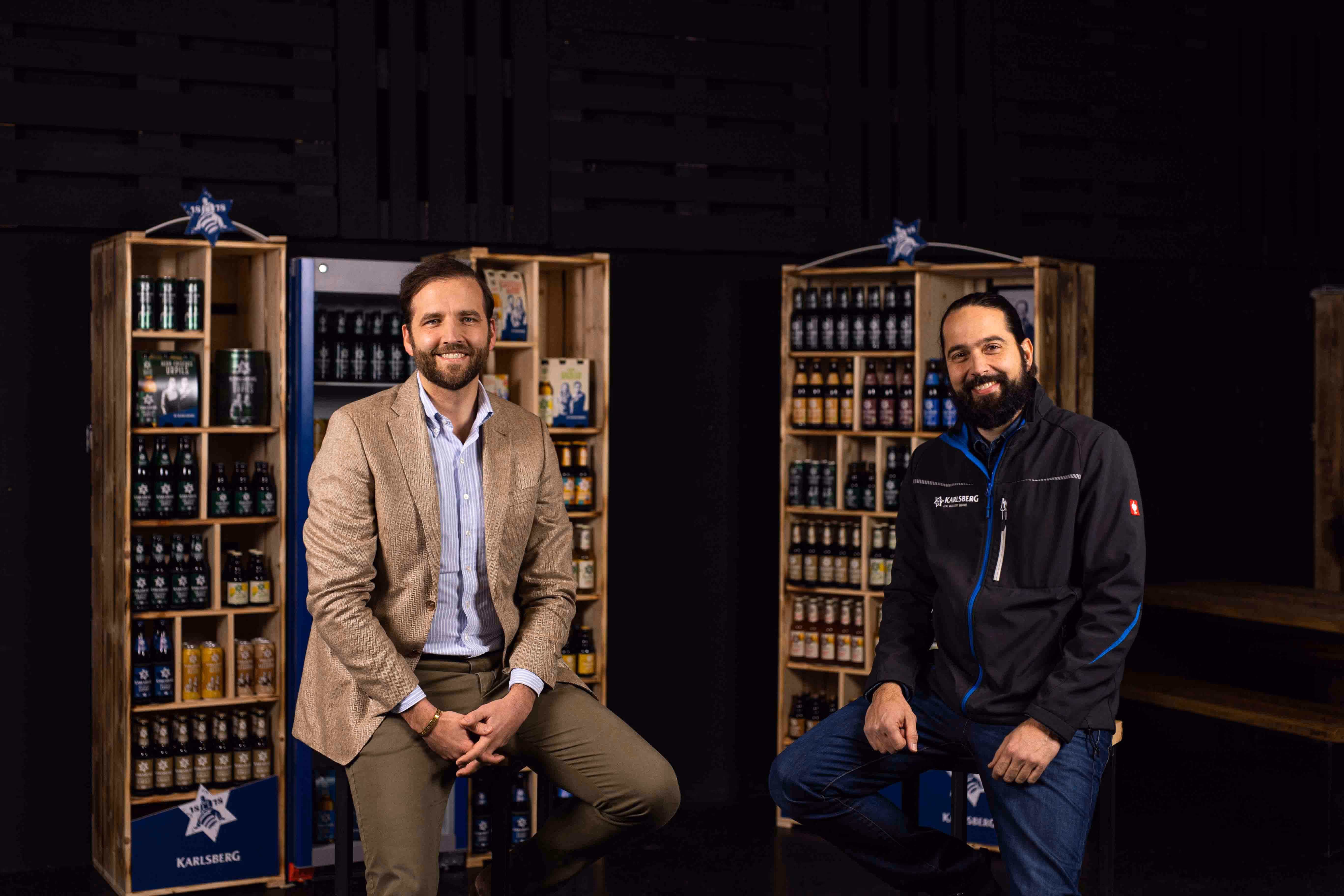 Fabian Kienbaum mit Christian Weber, Besitzer | Karlsberg-Brauerei