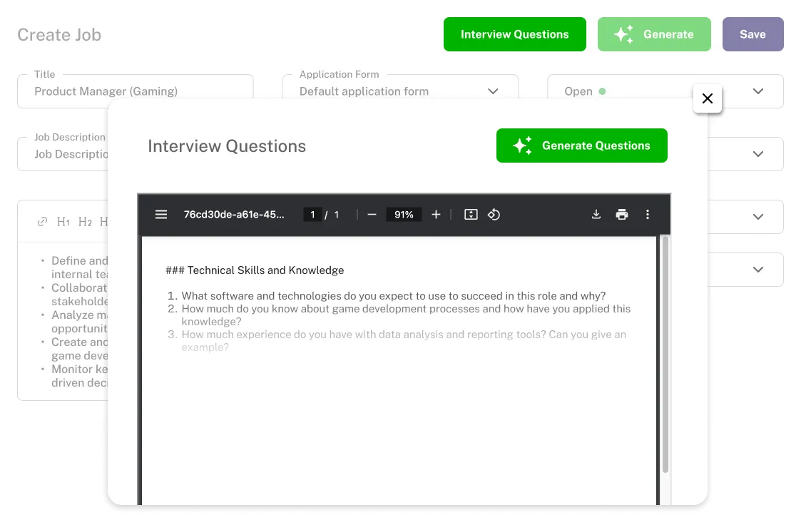 Hiroo AI-powered interview questions generator creating role-specific questions automatically
