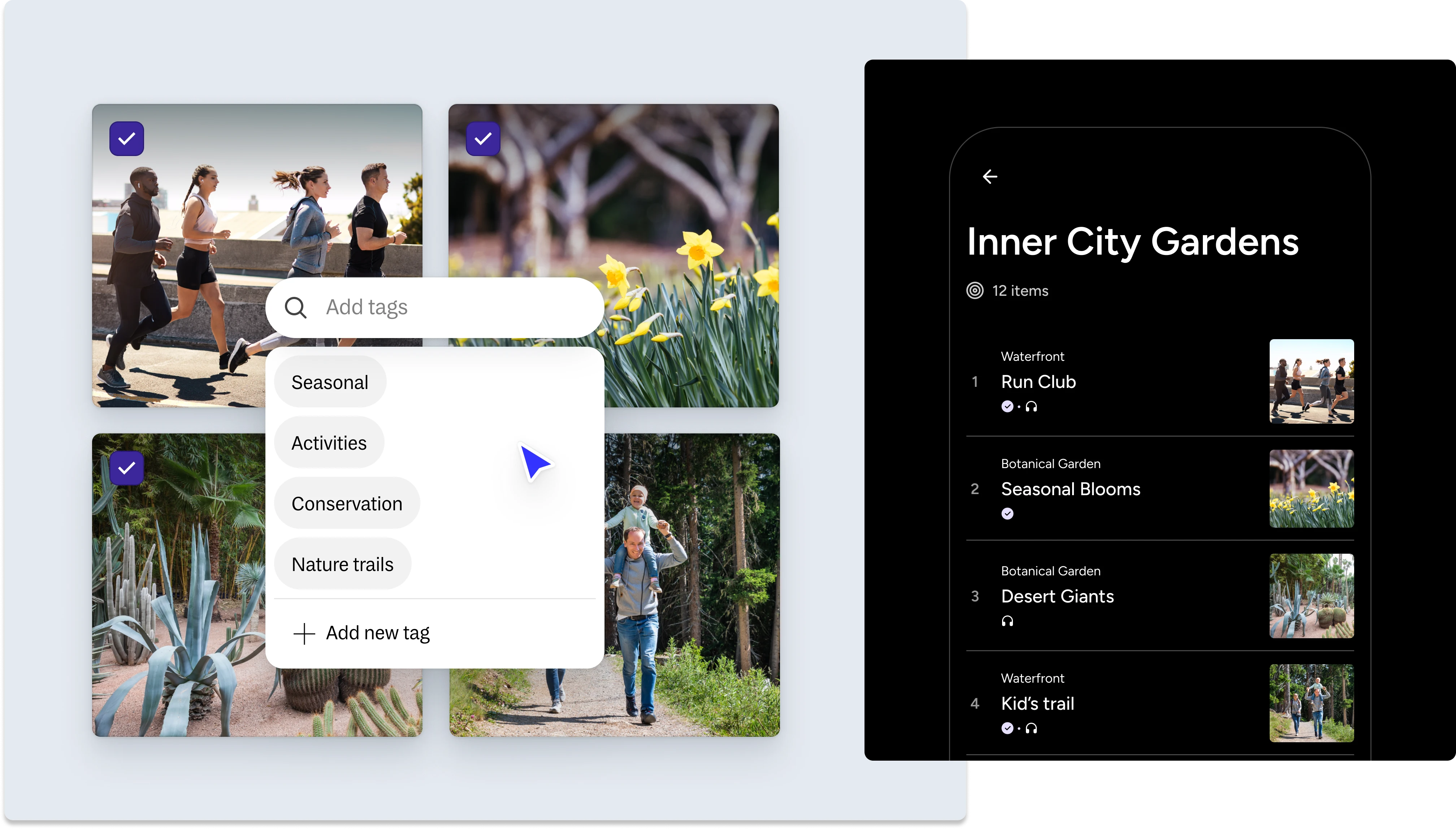 Mobile guide for Inner City Gardens showing free activities and seasonal trails, helping visitors explore park attractions, events, and nature experiences in one digital platform.