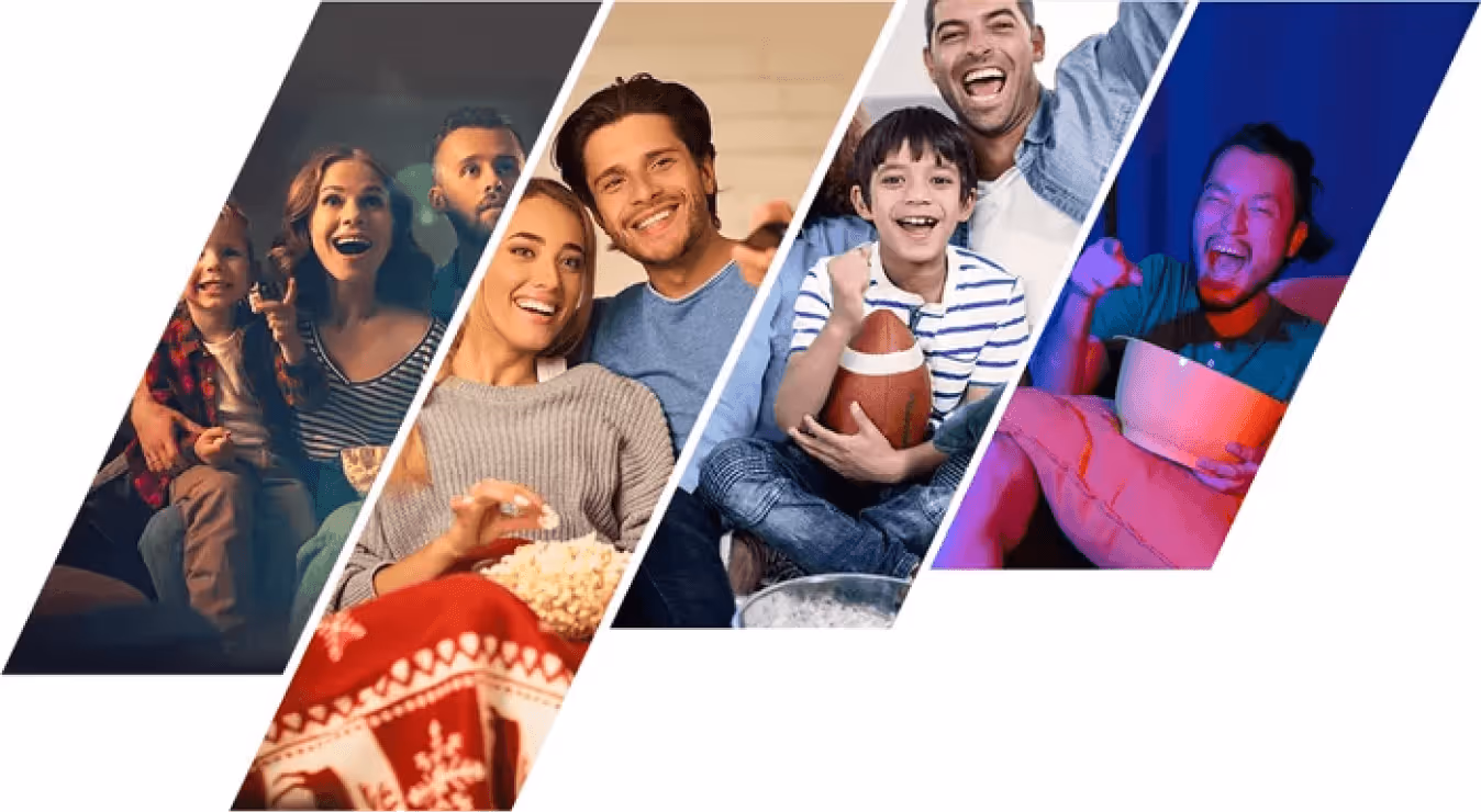 Family enjoying high-quality media and sports streaming at home