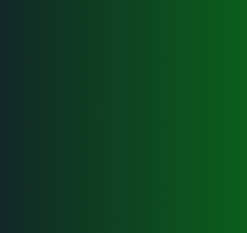 Dark green gradient background fading from black in the bottom-left corner to forest green in the top-right corner.