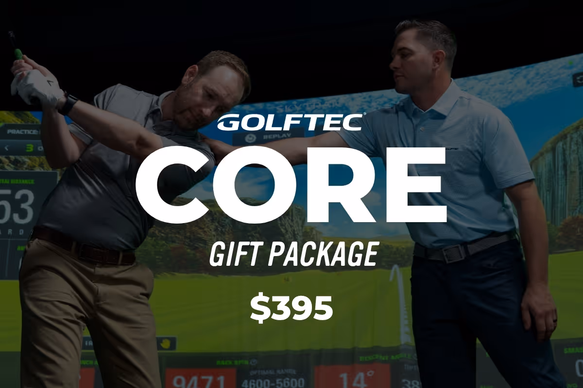 GOLFTEC CORE gift package: $395 entry-level golf experience featuring a professional swing evaluation and introductory coaching session designed to improve golf performance.