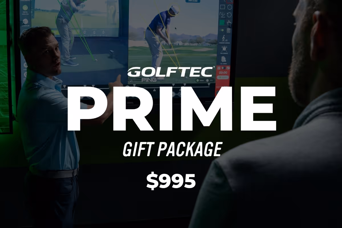 GOLFTEC PRIME gift package: $995 exclusive golf experience including professional swing evaluation, personalized training plan, and expert coaching sessions for improved golf performance.