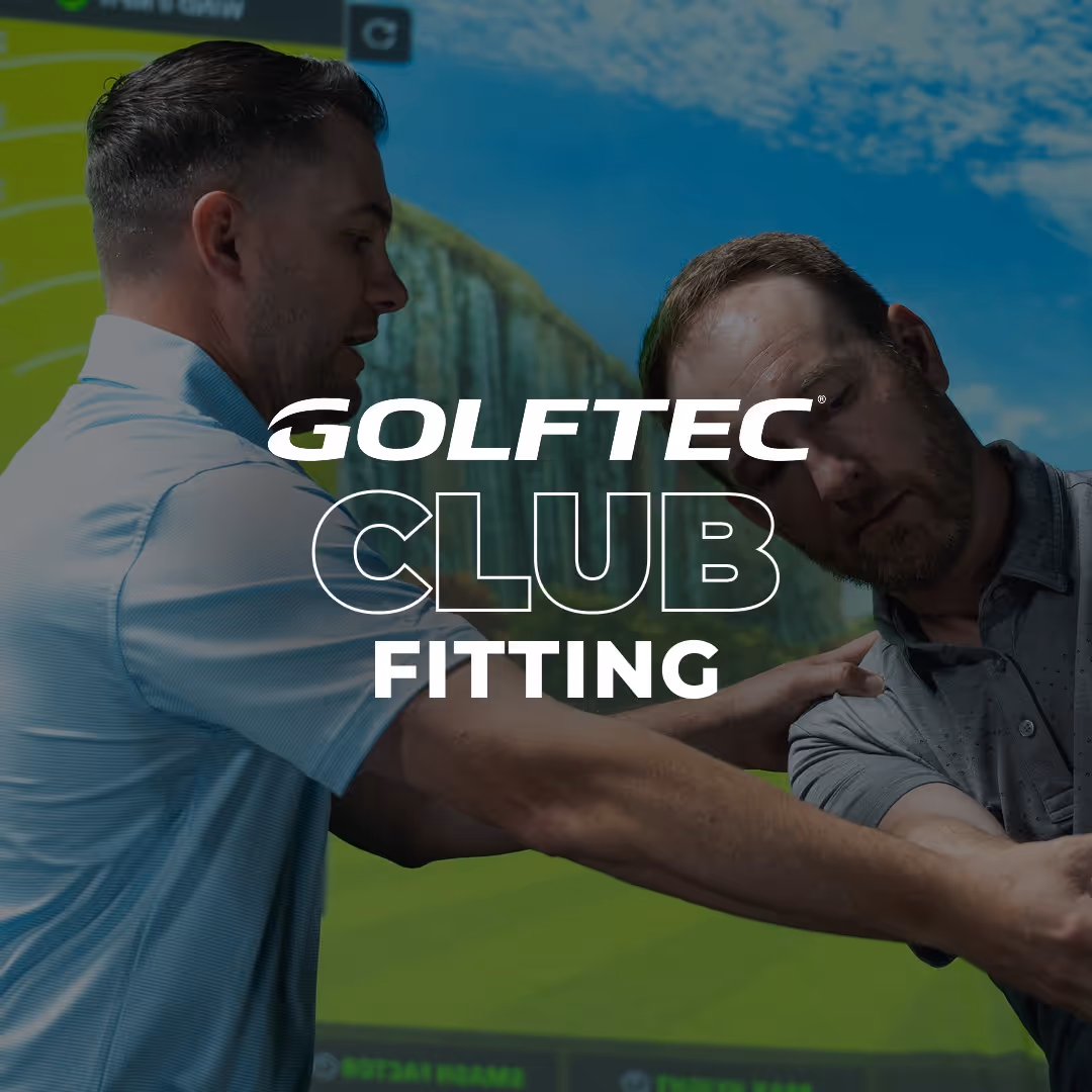 GOLFTEC Precision Club Fitting: Expert instructor using motion measurement technology to match a golfer with custom clubs for improved distance and accuracy.