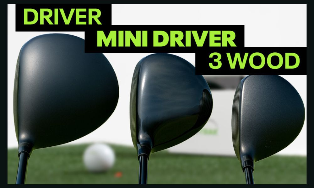 three drivers lined up next to each other turf background