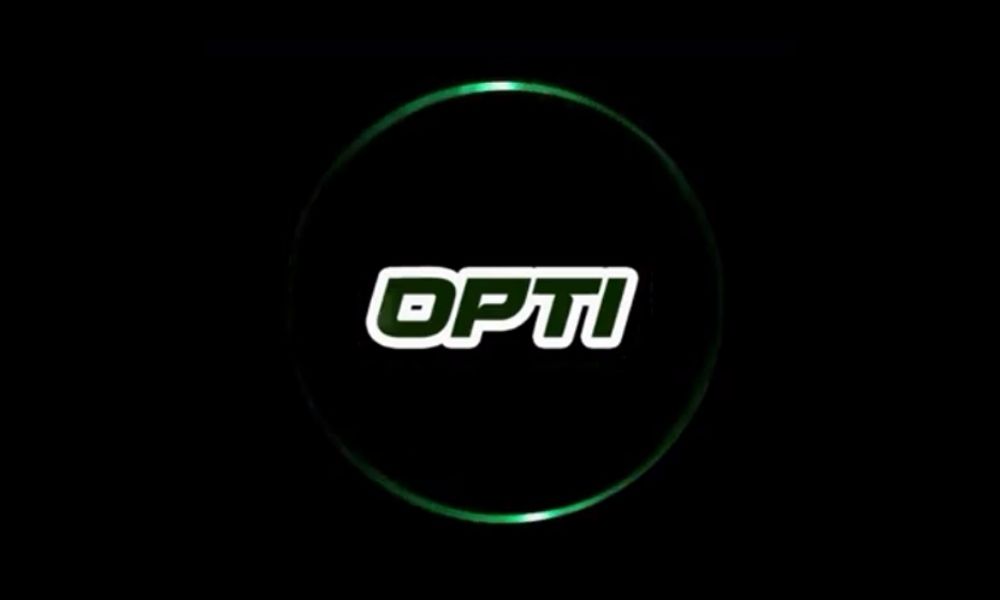 OPTI in green text against black background