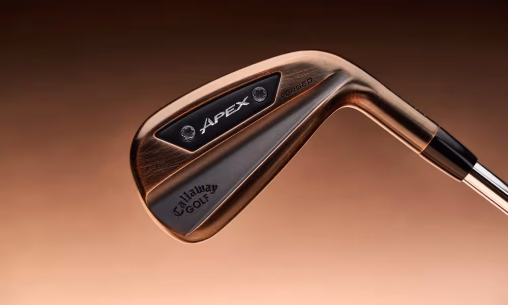 brushed copper apex ai200 callaway iron against a copper background