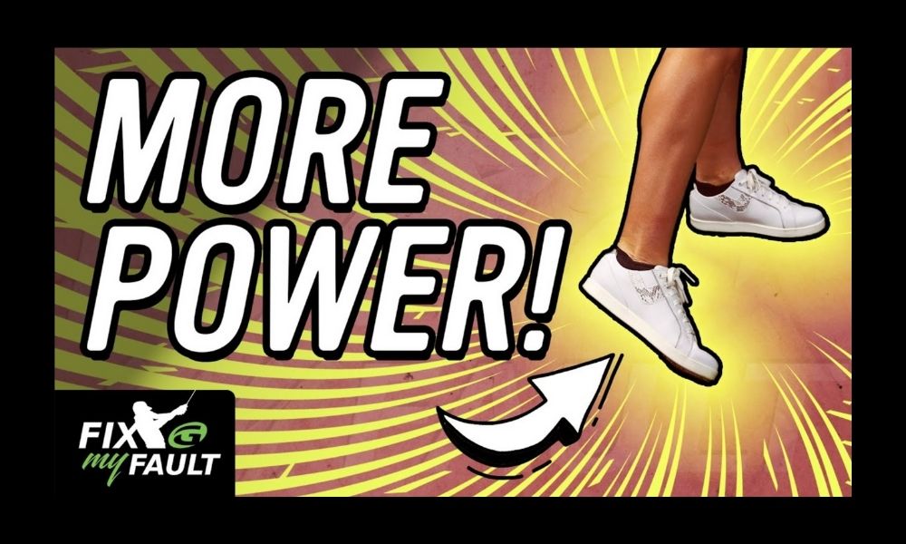 More power arrow pointing to golfers foot