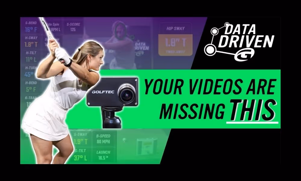 Golfer practicing swing next to camera to record it