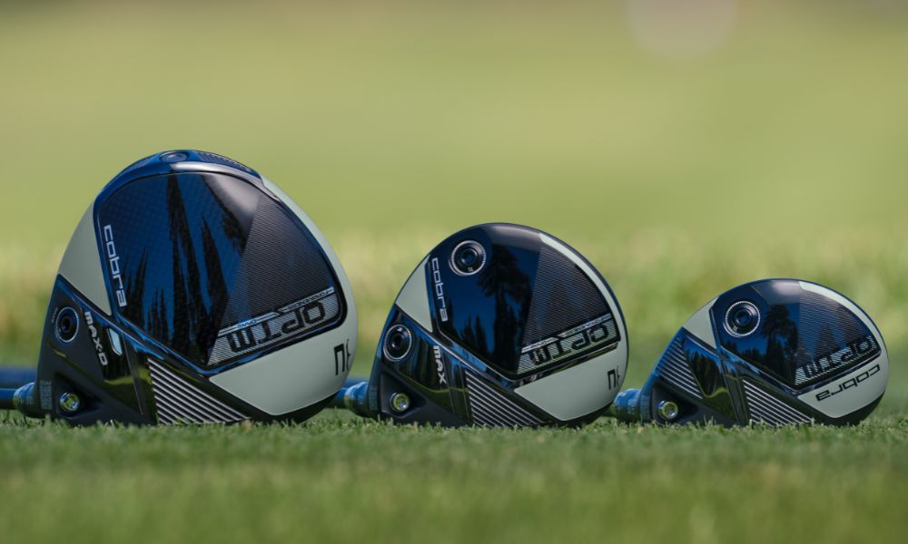 Cobra's OPTM metals line featuring the driver, fairway, and hybrid on course