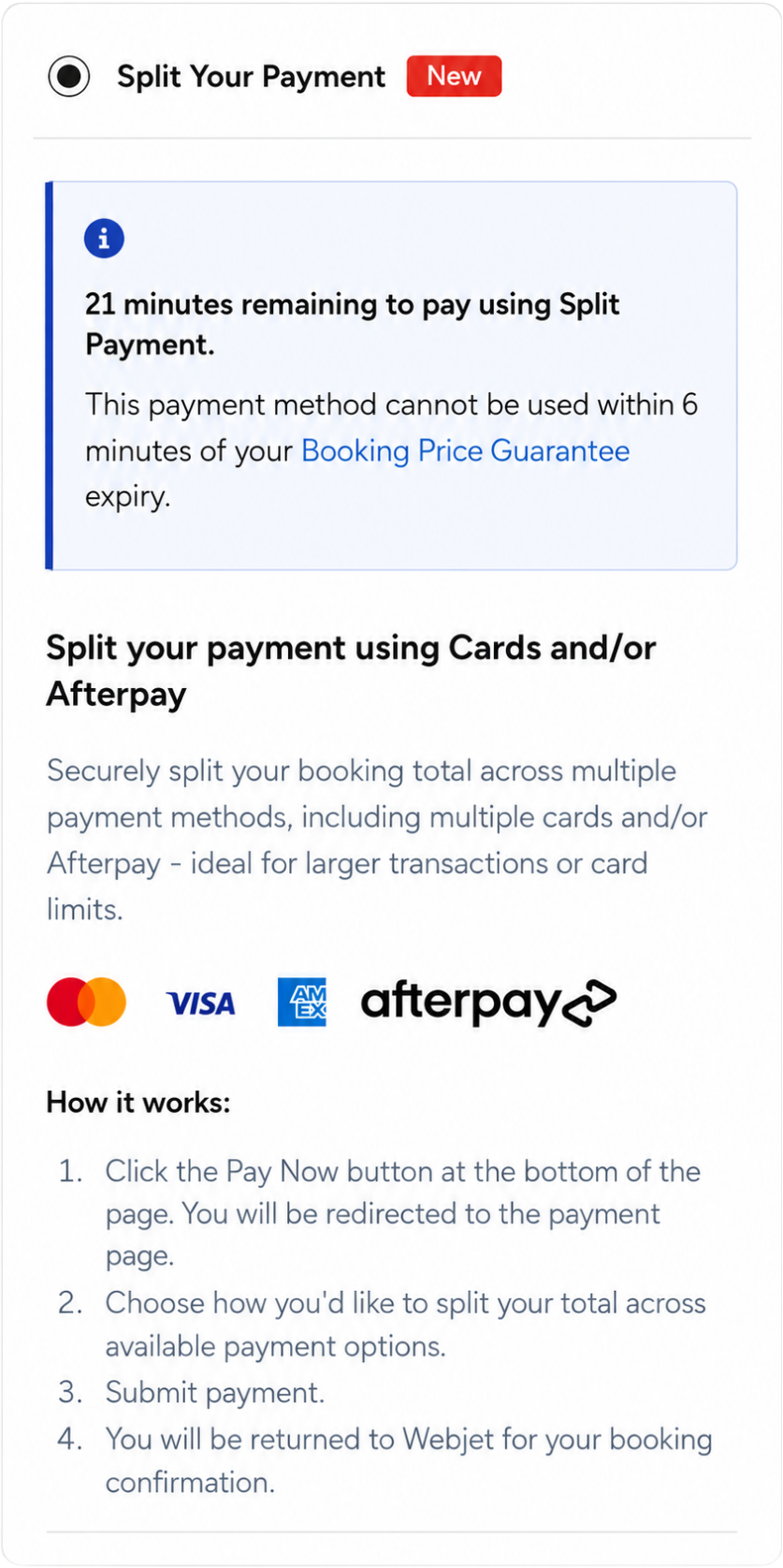 Multi card payment screen