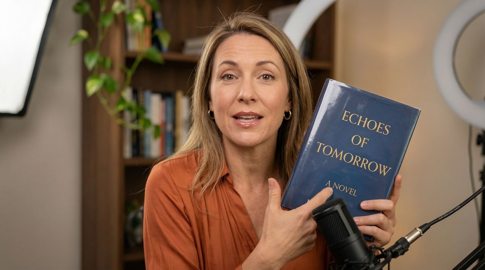 a woman holding a book 