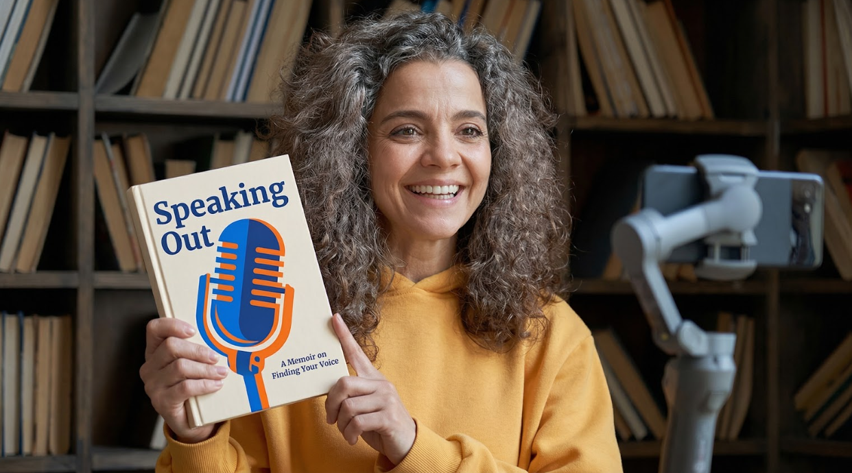 Author creating short video content for social media to promote their book on one platform