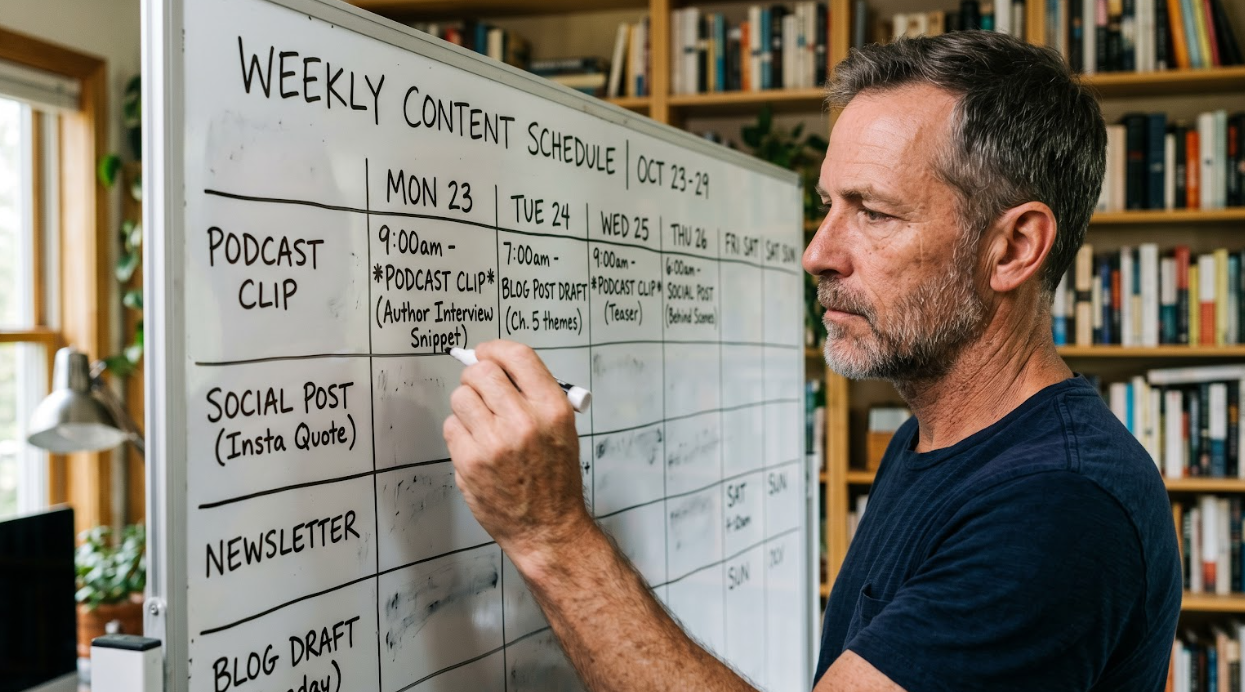 male author mapping out simple content