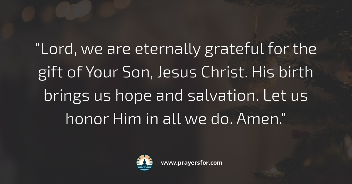 Christmas dinner prayer of gratitude for Jesus and the meal