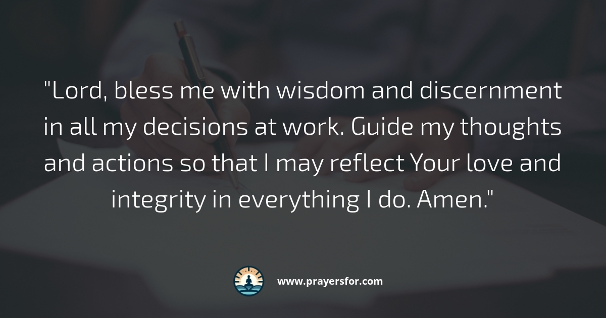 Prayer for daily protection, wisdom, and peace at work