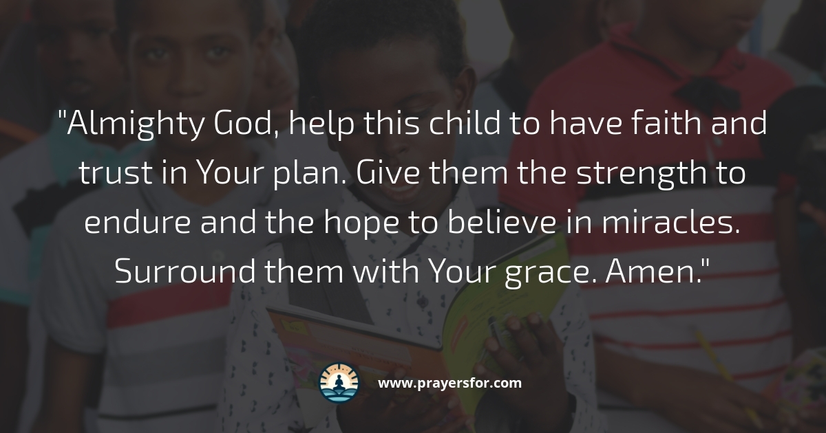 Prayer for healing, treatment days, and a child's body during cancer care