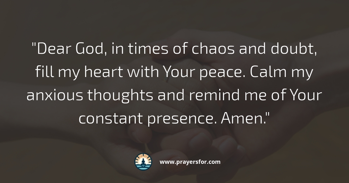 Prayer for reassurance when fear and anxiety rise